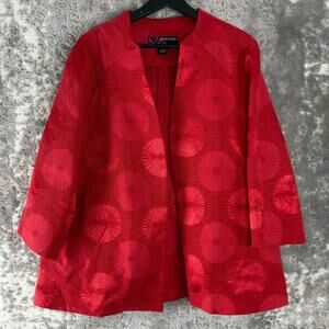 Peak and Peak Size XL Textured Open Front Career Blazer Jacket Red Long Sleeve